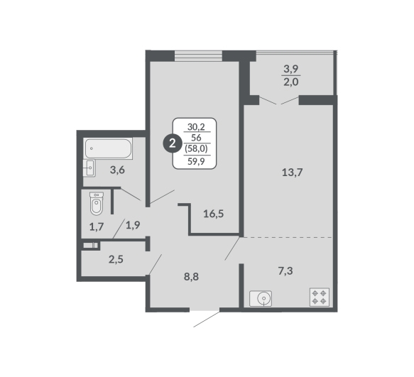 планировка квартиры 60 м2